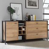 Wooden Sideboard Wide With 1 Door And 3 Drawers - High Rock