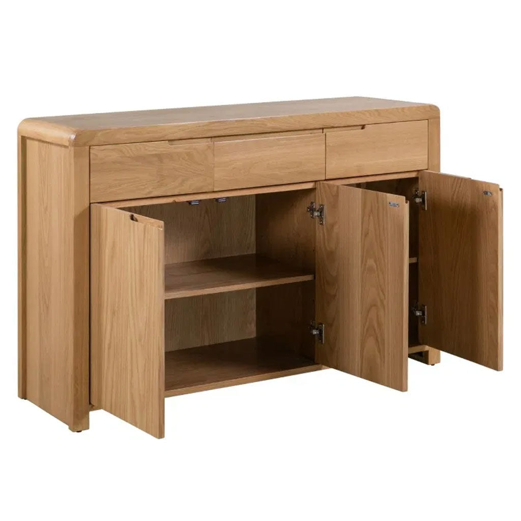 Wooden Sideboard With 3 Doors And 3 Drawers - Curve