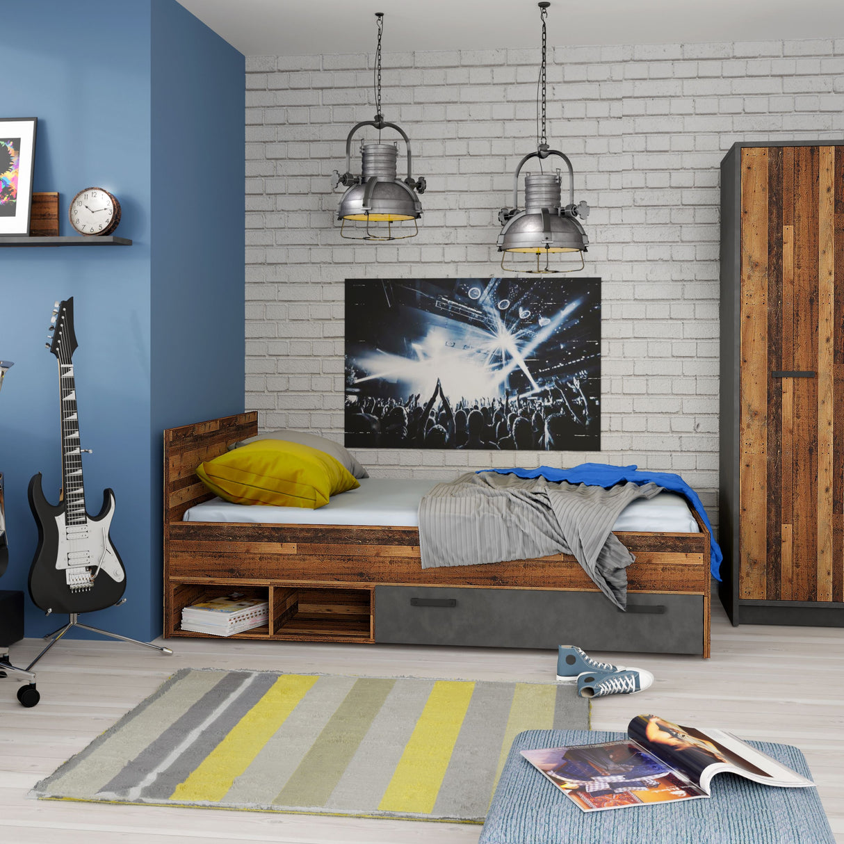 Wooden Small Double Bed Including Slats - Brooklyn