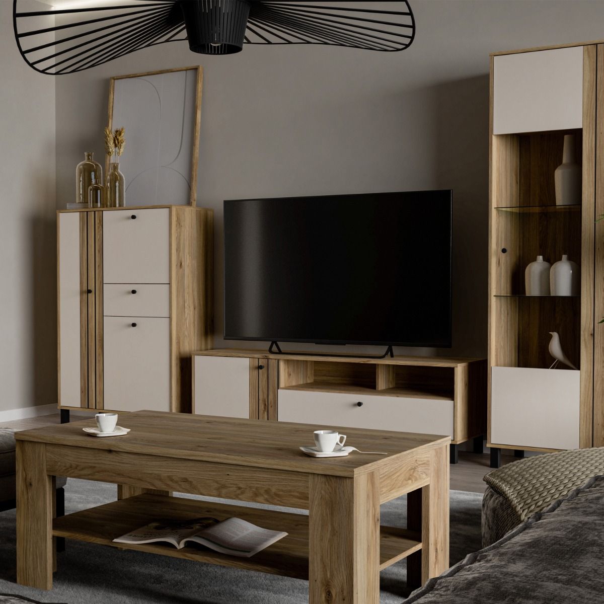Wooden TV Stand With 1 Door And 1 Drawer - Grafton