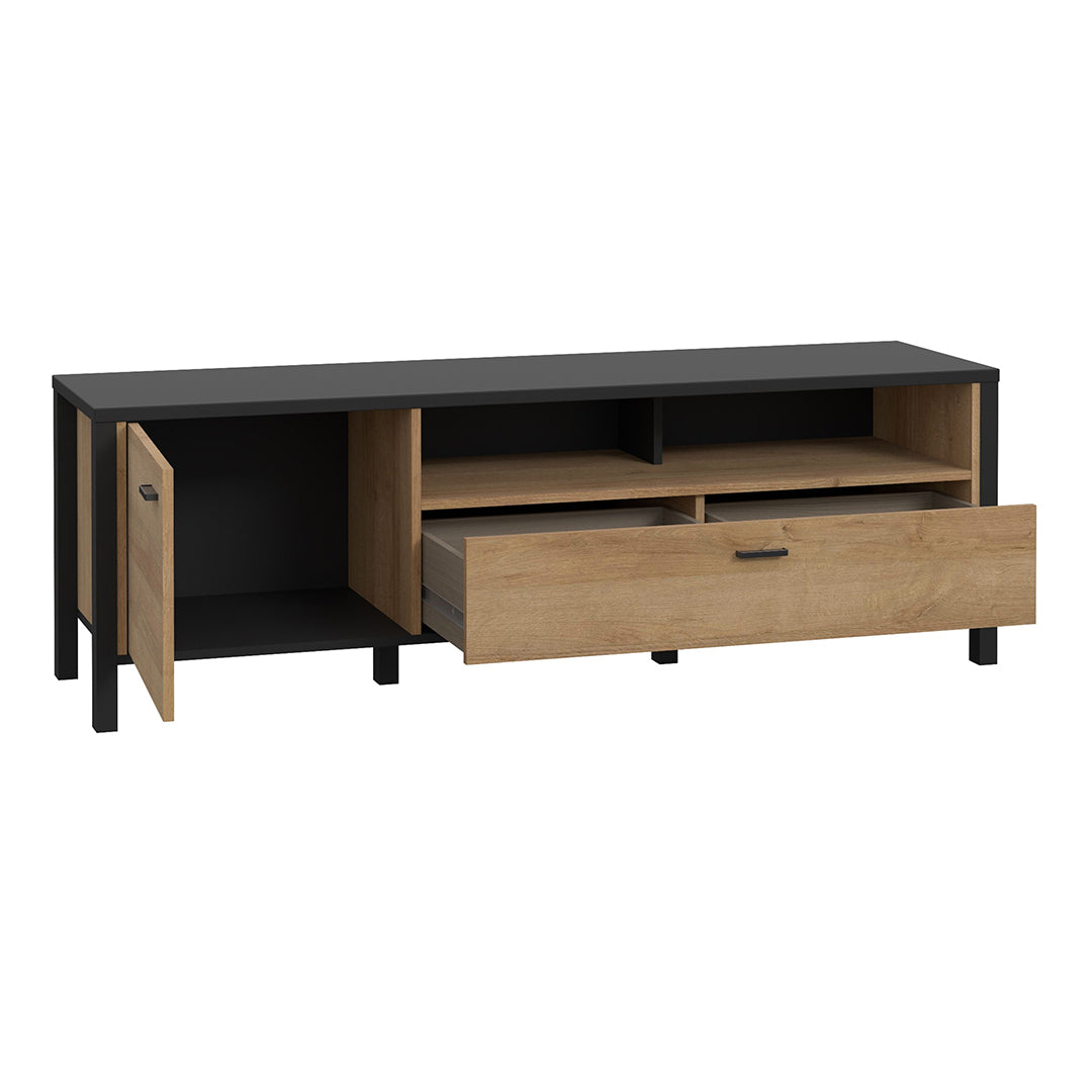 Wooden TV Stand With 1 Door And 1 Drawer - High Rock