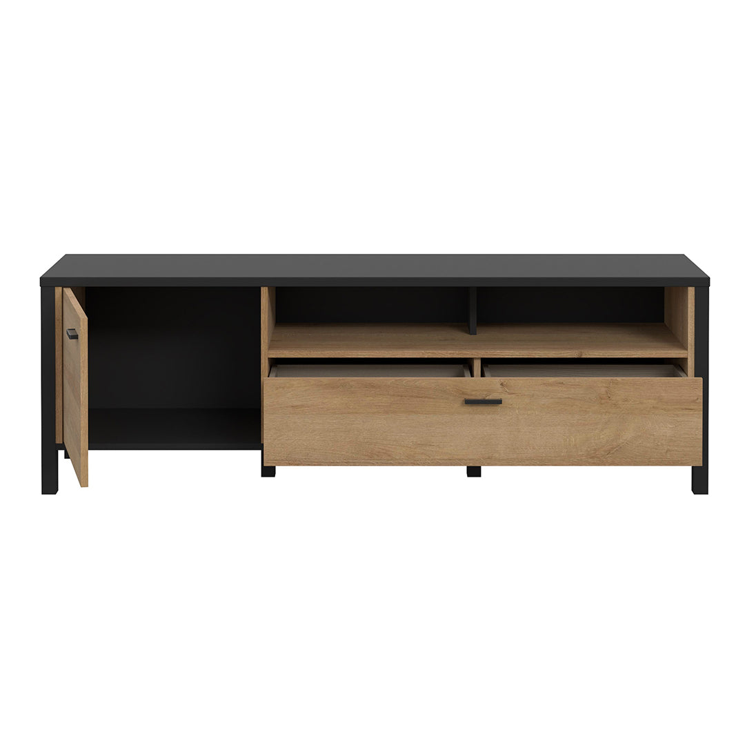 Wooden TV Stand With 1 Door And 1 Drawer - High Rock