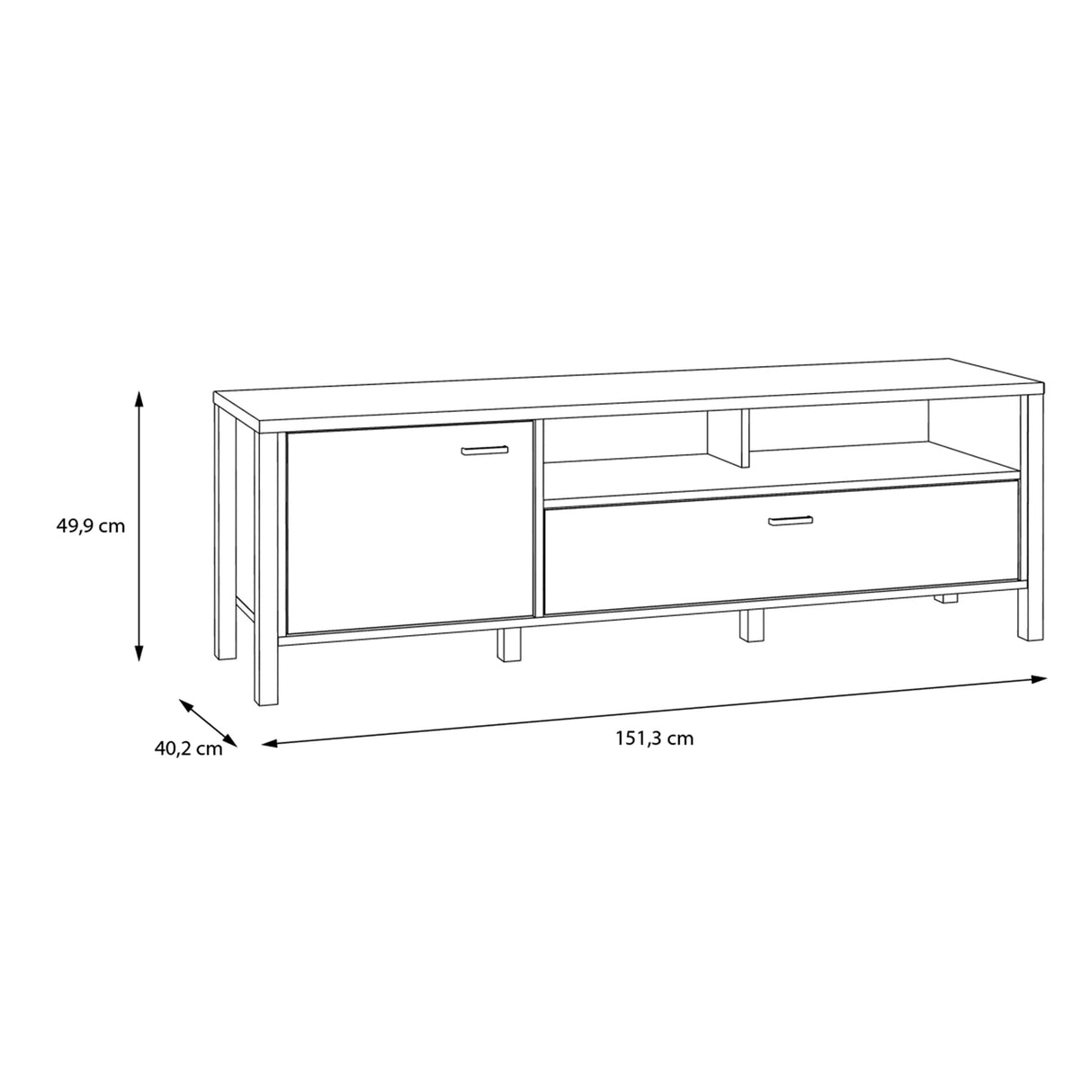 Wooden TV Stand With 1 Door And 1 Drawer - High Rock