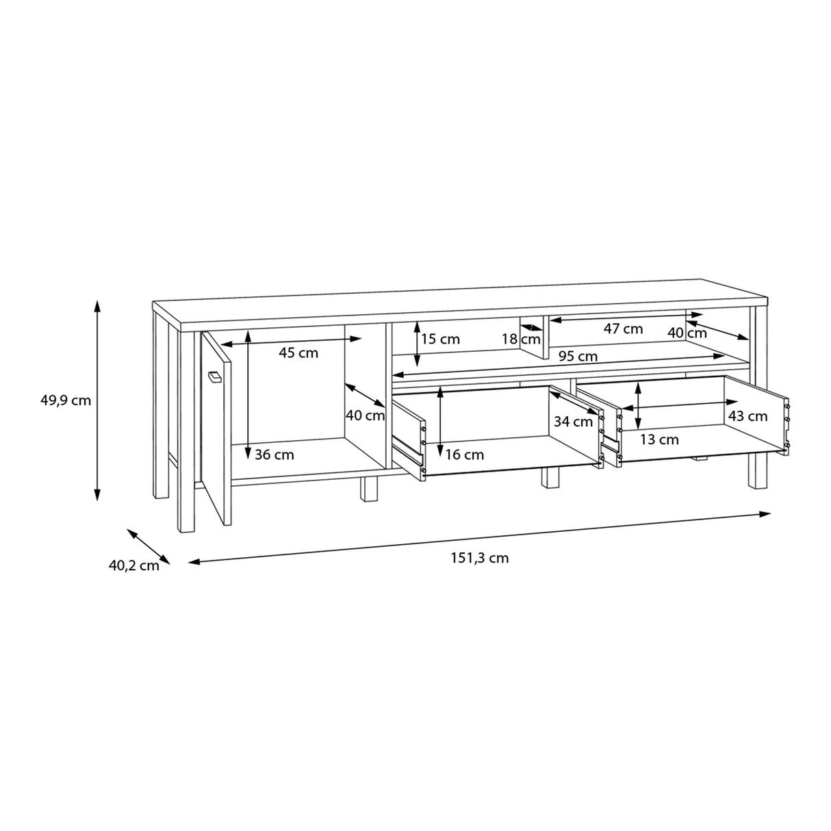 Wooden TV Stand With 1 Door And 1 Drawer - High Rock