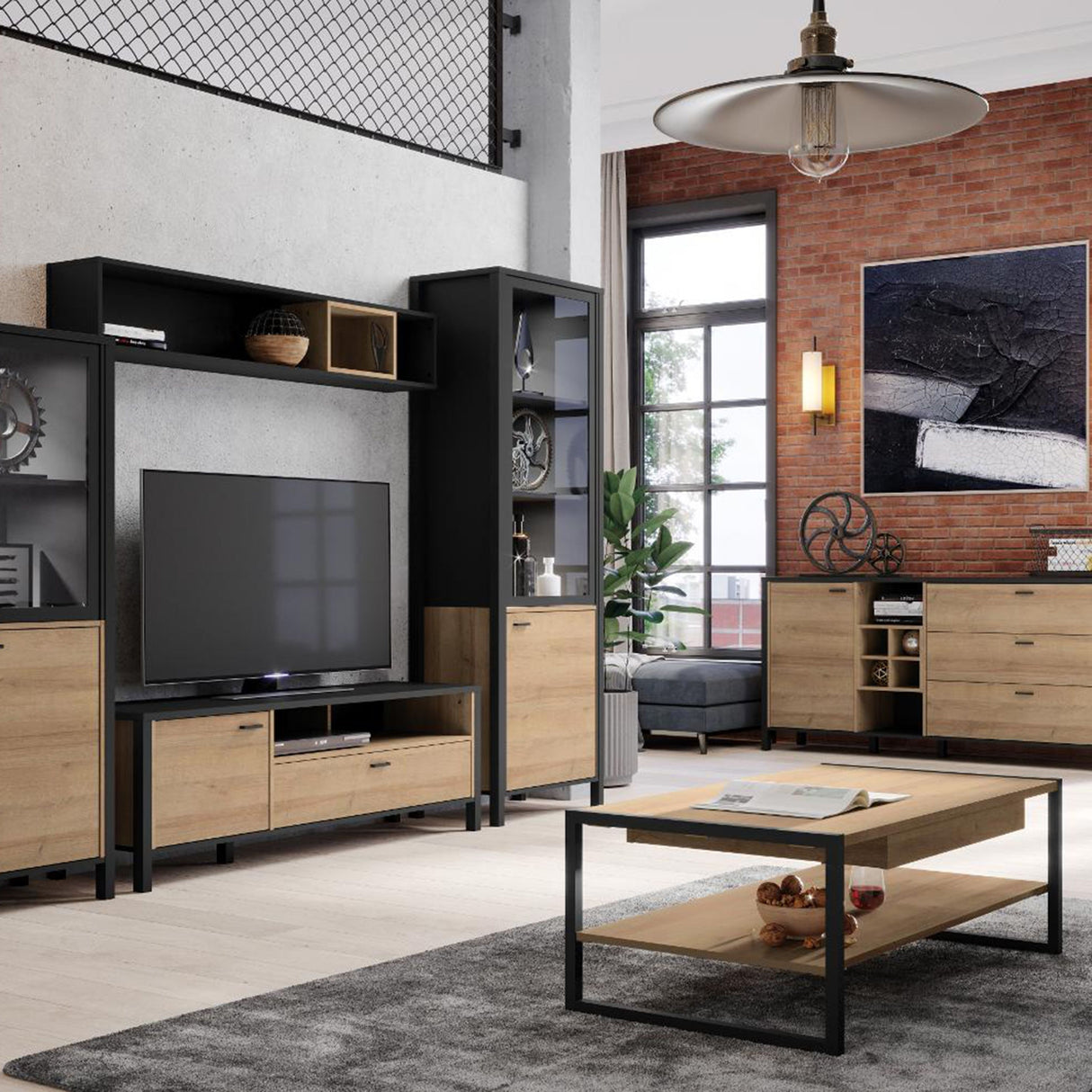 Wooden TV Stand With 1 Door And 1 Drawer - High Rock