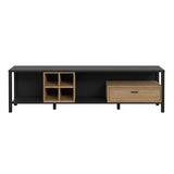 Wooden TV Stand With 1 Drawer And Wine Rack - High Rock