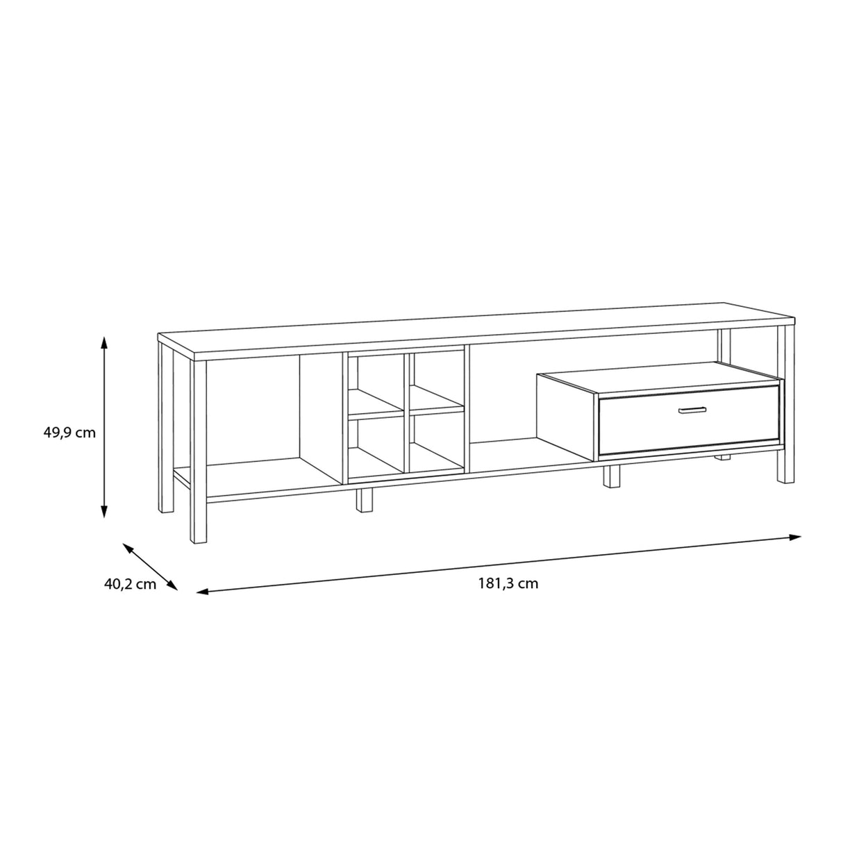 Wooden TV Stand With 1 Drawer And Wine Rack - High Rock