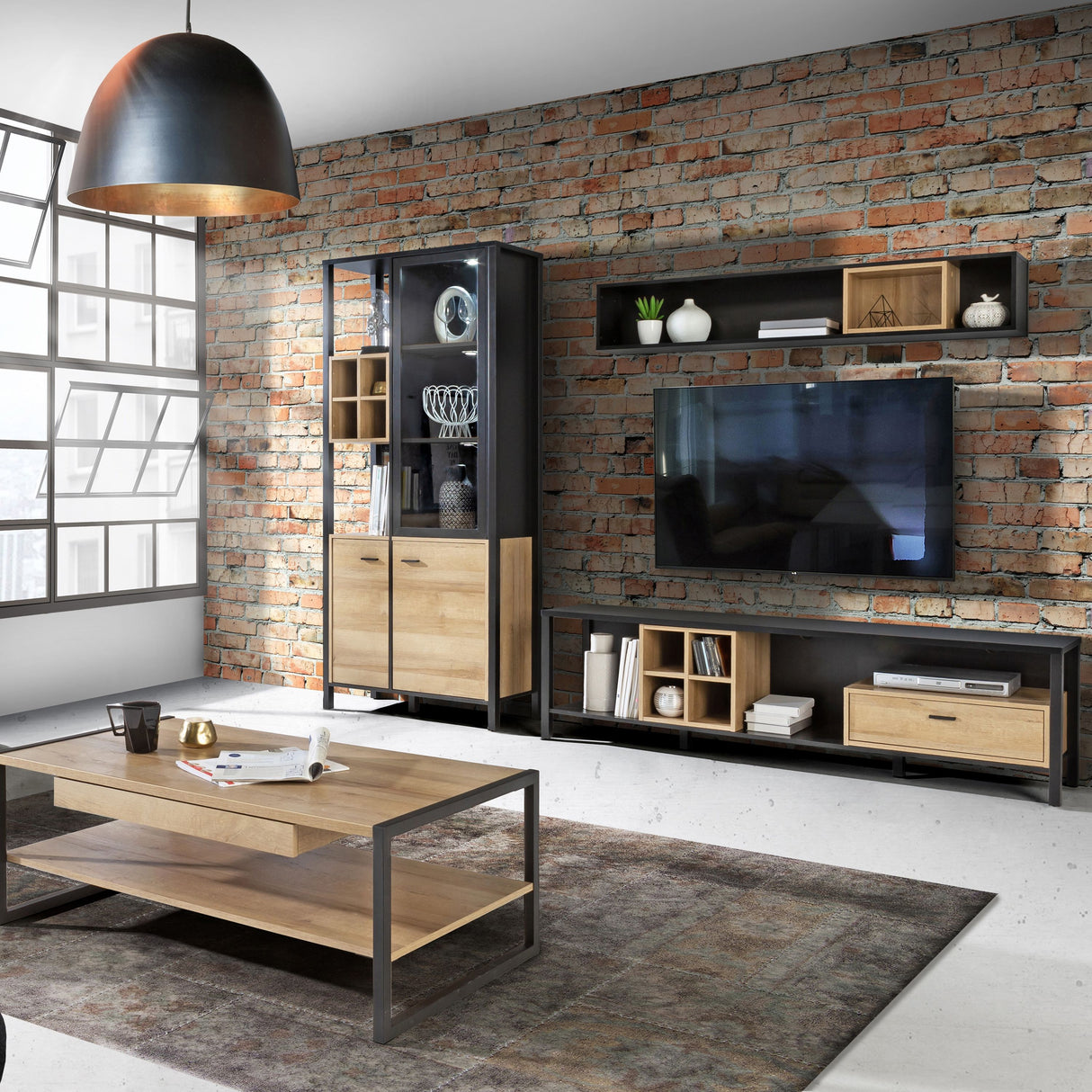 Wooden TV Stand With 1 Drawer And Wine Rack - High Rock