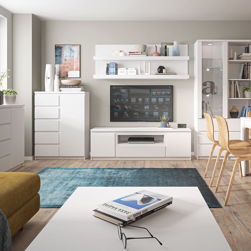 Wooden TV Stand 166cm Wide With 2 Doors And 1 Drawers - Fribo
