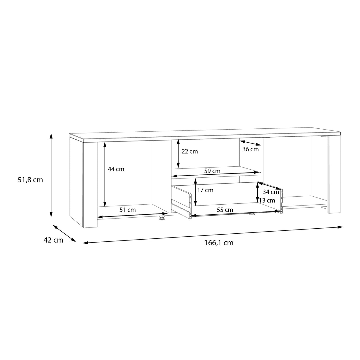 Wooden TV Stand With 2 Doors And 1 Drawer - Bohol