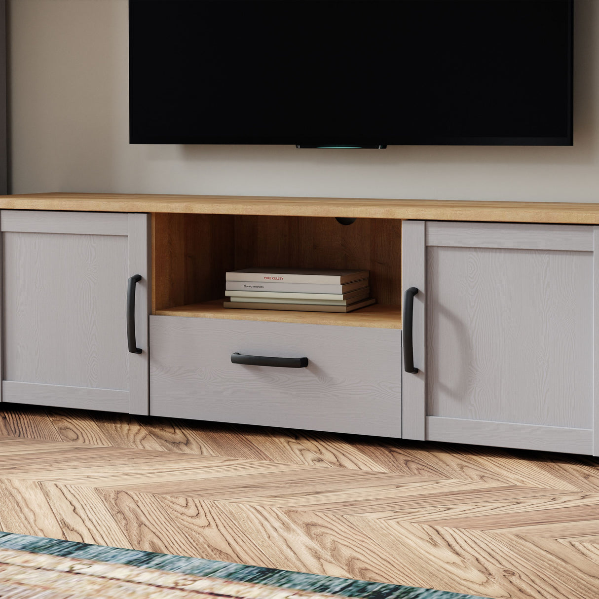 Wooden TV Stand With 2 Doors And 1 Drawer - Bohol