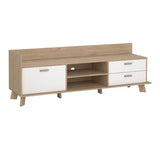 Wooden TV Stand With 2 Doors And 1 Drawer In White Fronts - Ikast