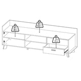 Wooden TV Stand With 2 Doors And 1 Drawer In White Fronts - Ikast