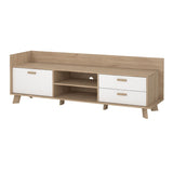 Wooden TV Stand With 2 Doors And 1 Drawer In White Fronts - Ikast