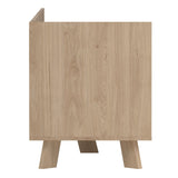 Wooden TV Stand With 2 Doors And 1 Drawer In White Fronts - Ikast