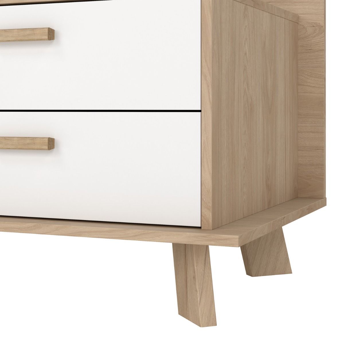 Wooden TV Stand With 2 Doors And 1 Drawer In White Fronts - Ikast