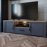 Wooden TV Stand With 2 Doors 1 Drawer With LED Lights - Bohol
