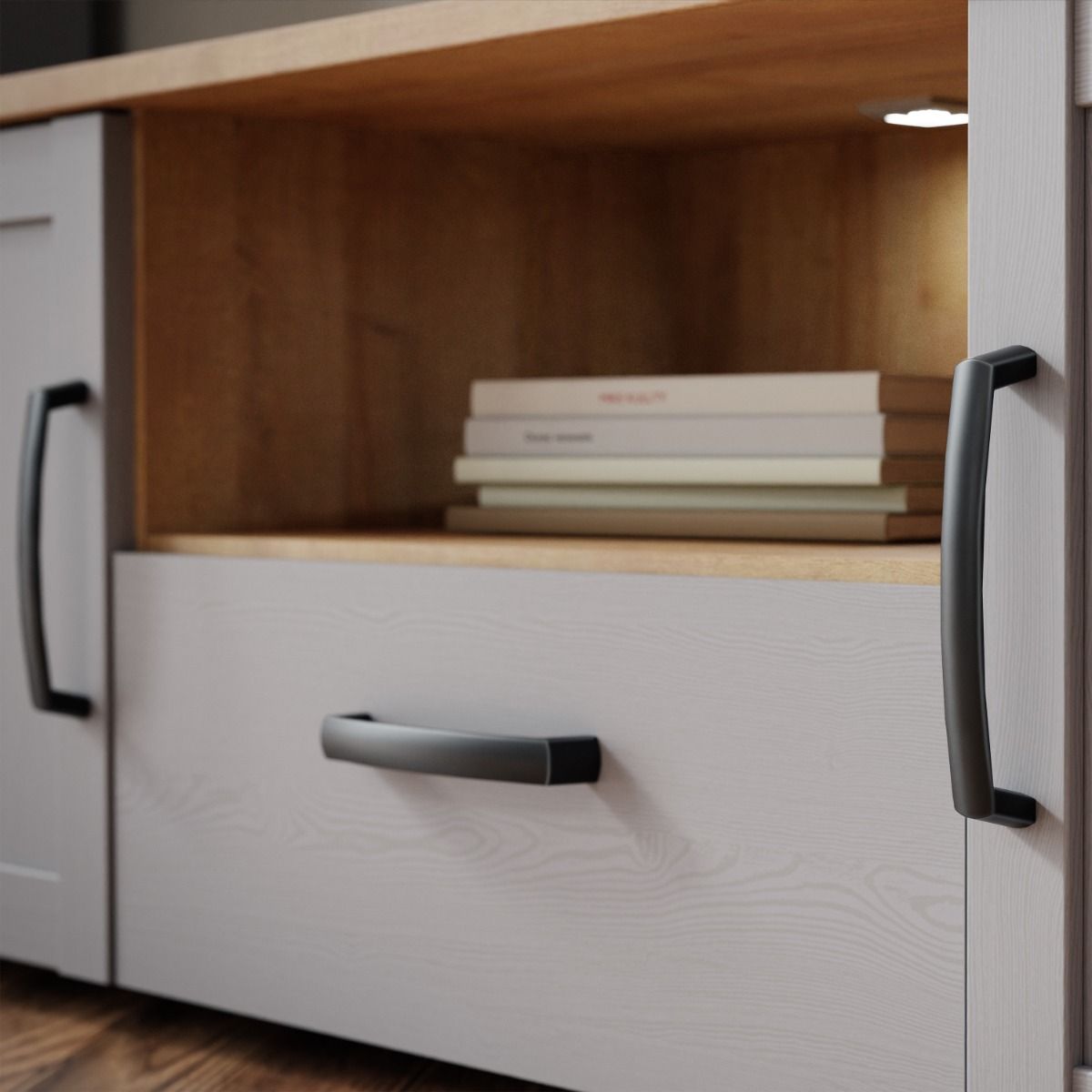 Wooden TV Stand With 2 Doors 1 Drawer With LED Lights - Bohol