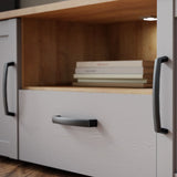 Wooden TV Stand With 2 Doors 1 Drawer With LED Lights - Bohol