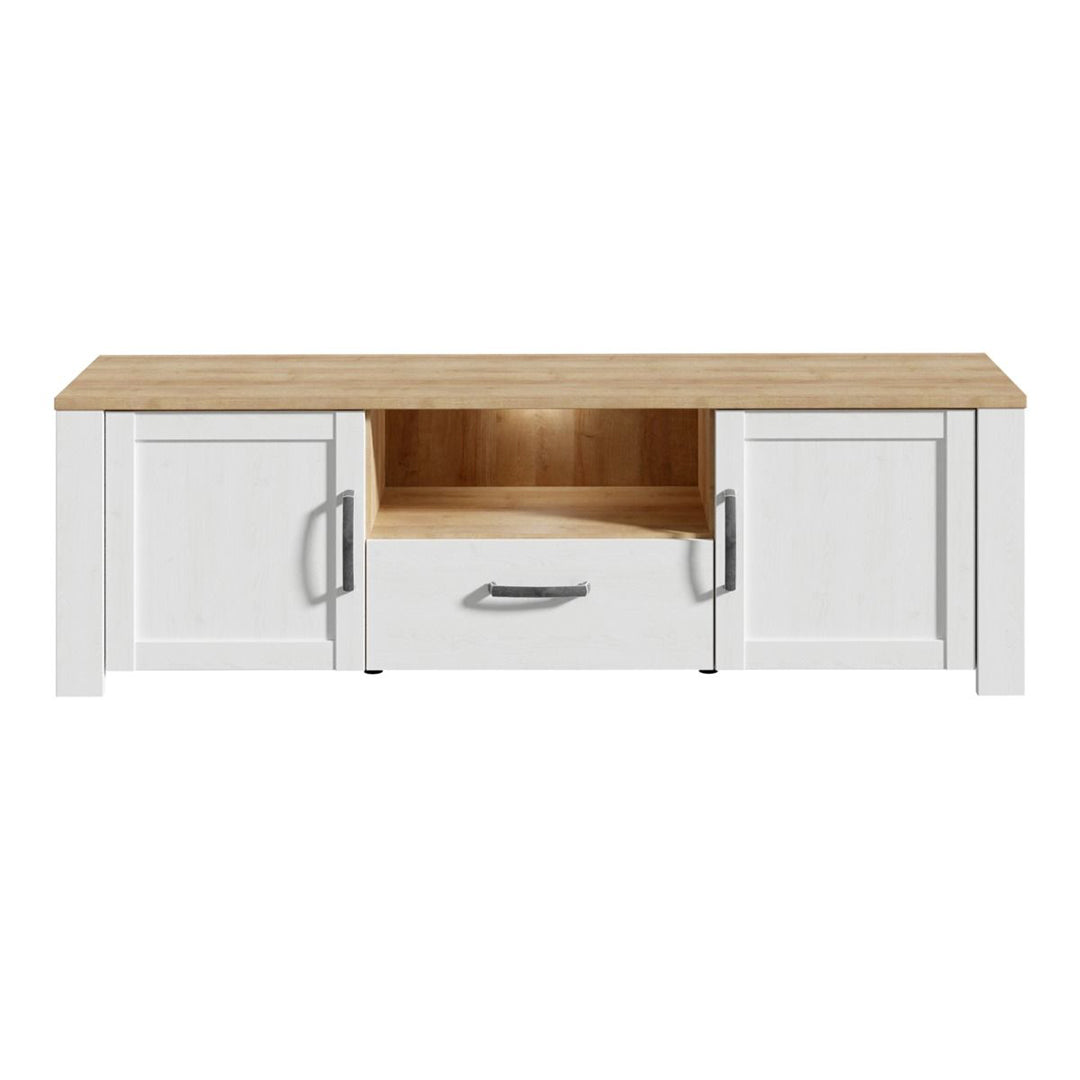 Wooden TV Stand With 2 Doors 1 Drawer With LED Lights - Bohol