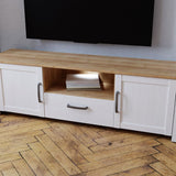 Wooden TV Stand With 2 Doors 1 Drawer With LED Lights - Bohol