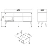 Wooden TV Stand With 2 Drawers - Cumbria