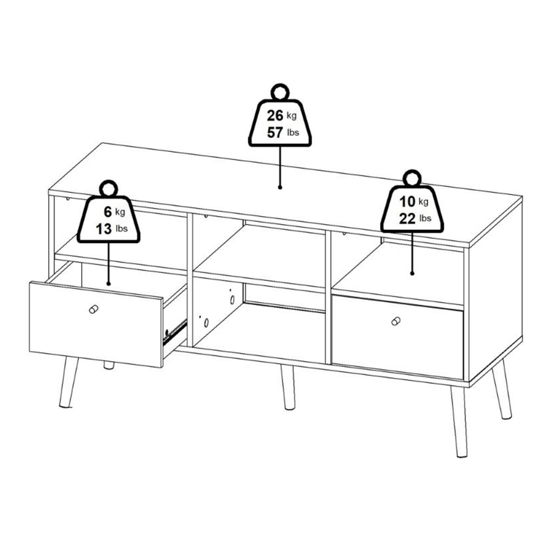 Wooden TV Stand With 2 Drawers - Cumbria