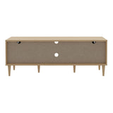Wooden TV Stand With 2 Doors And Rattan Effect Front - Calasetta