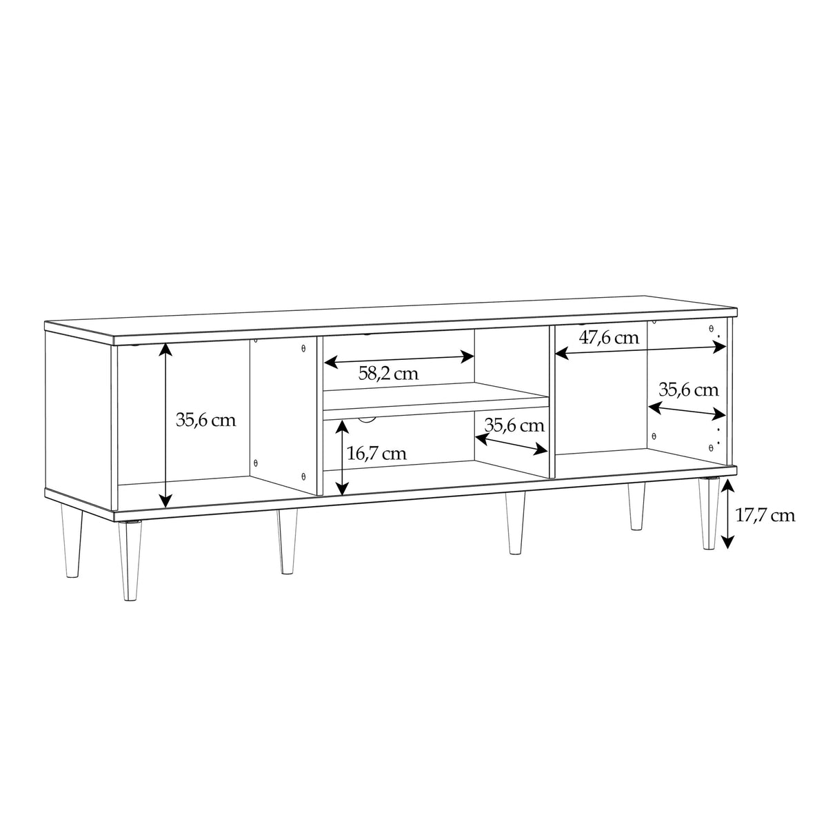 Wooden TV Stand With 2 Doors And Rattan Effect Front - Calasetta