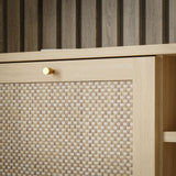 Wooden TV Stand With 2 Doors And Rattan Effect Front - Calasetta