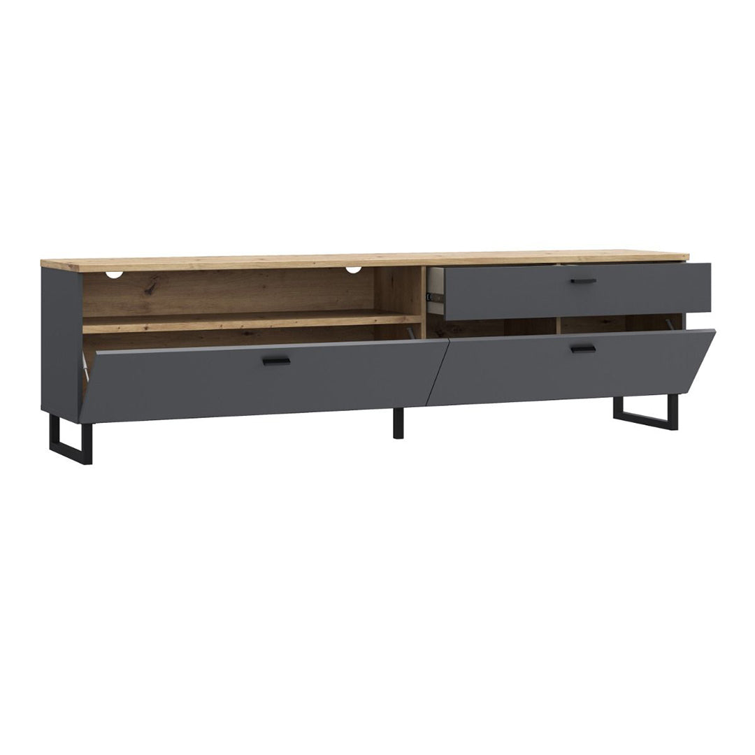 Wooden TV Stand With 2 Flip Doors And 1 Drawer - Klara