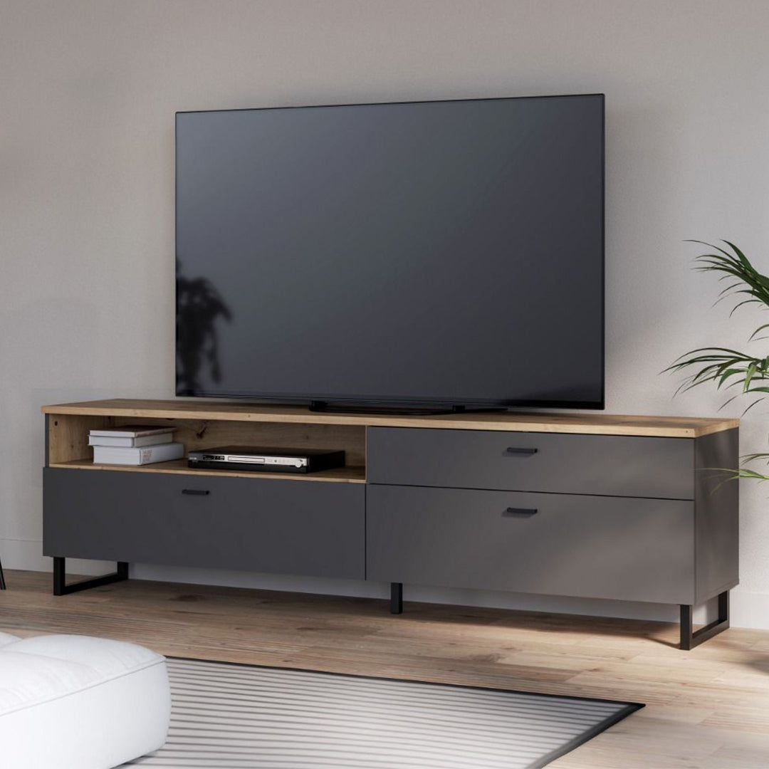 Wooden TV Stand With 2 Flip Doors And 1 Drawer - Klara