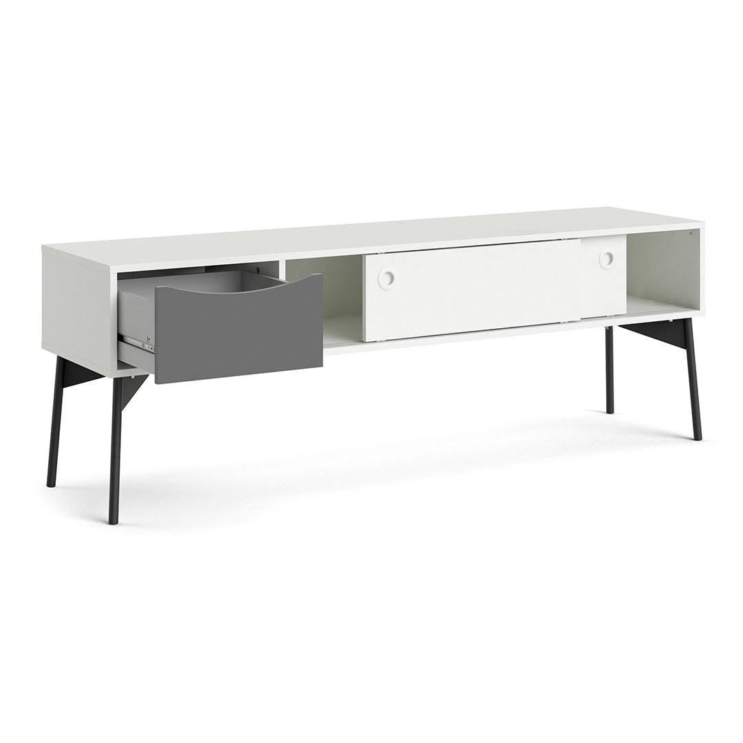 Wooden TV Stand With 2 Sliding Doors And 1 Drawer - Fur