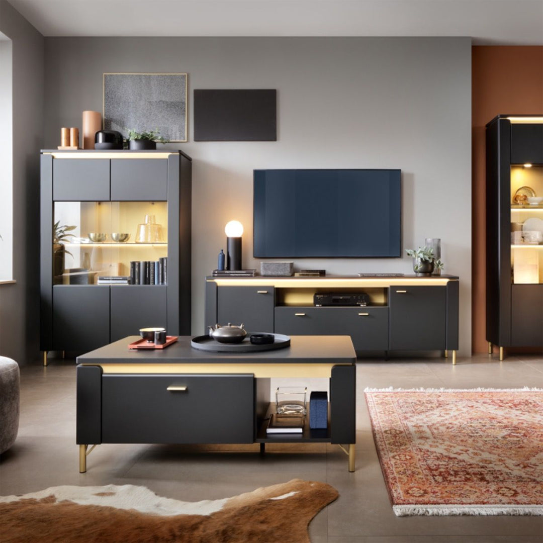 Wooden TV Stand 200cm Wide With 2 Doors And 1 Drawer - Genoa