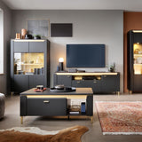 Wooden TV Stand 200cm Wide With 2 Doors And 1 Drawer - Genoa