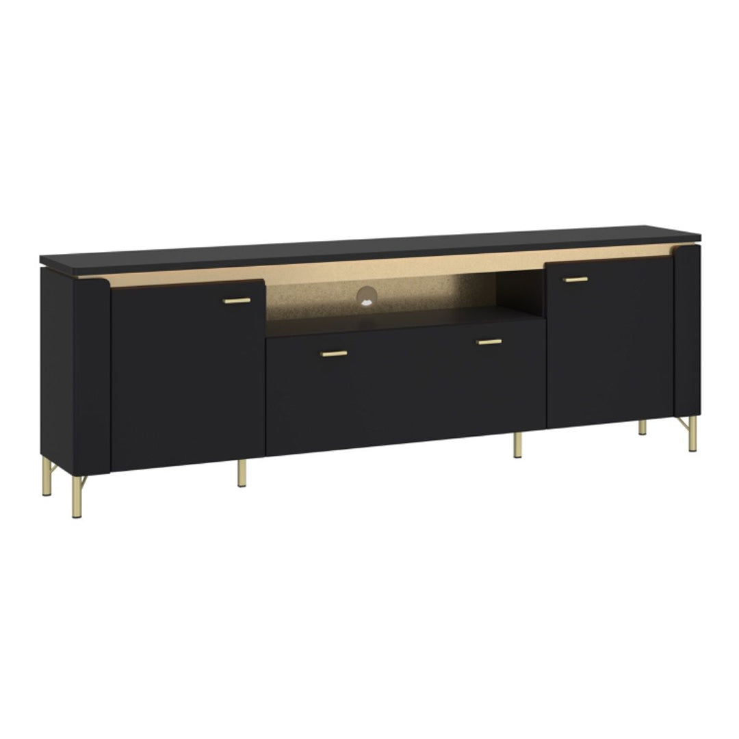 Wooden TV Stand 200cm Wide With 2 Doors And 1 Drawer - Genoa