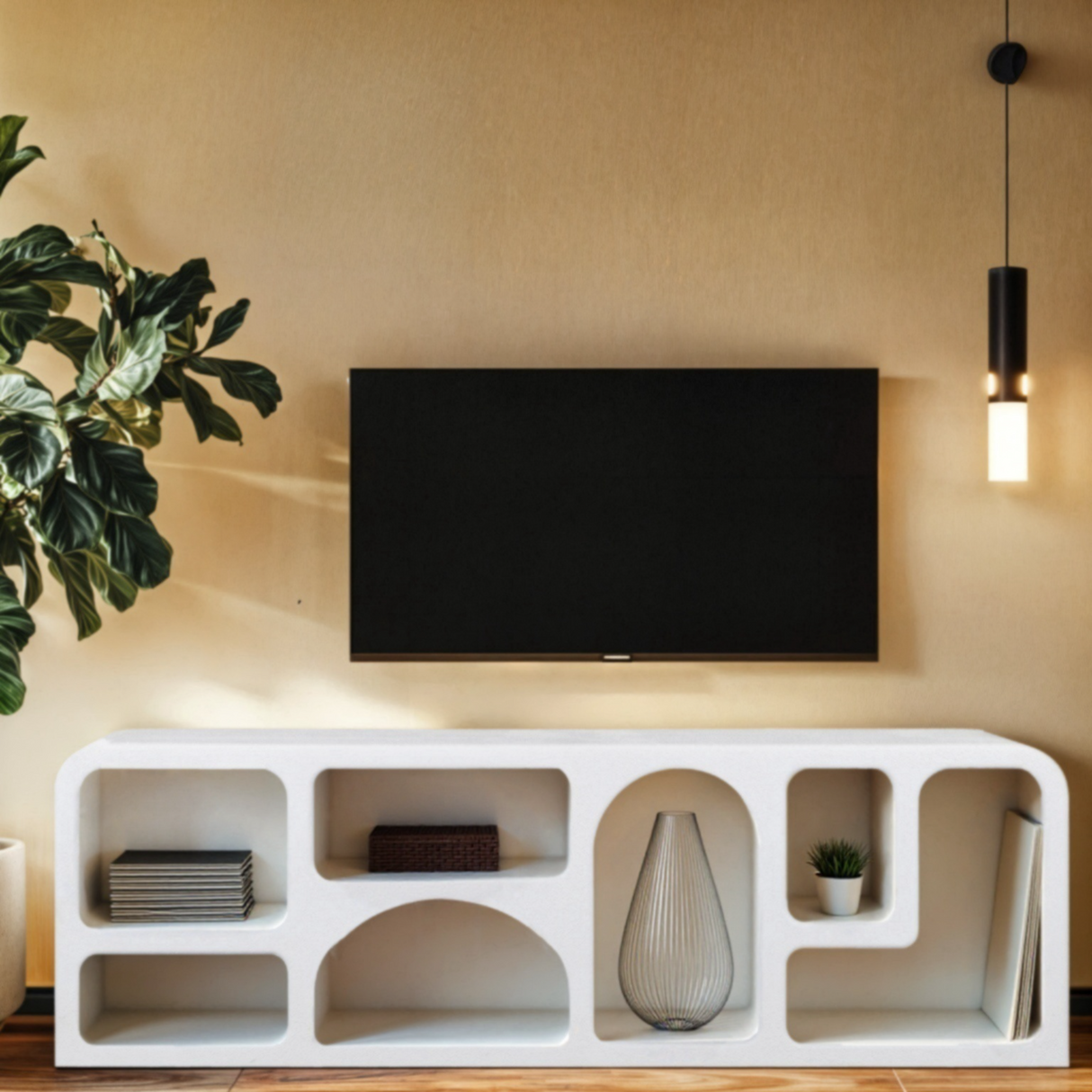 Wooden TV Stand Large in Geometric Design - Geo