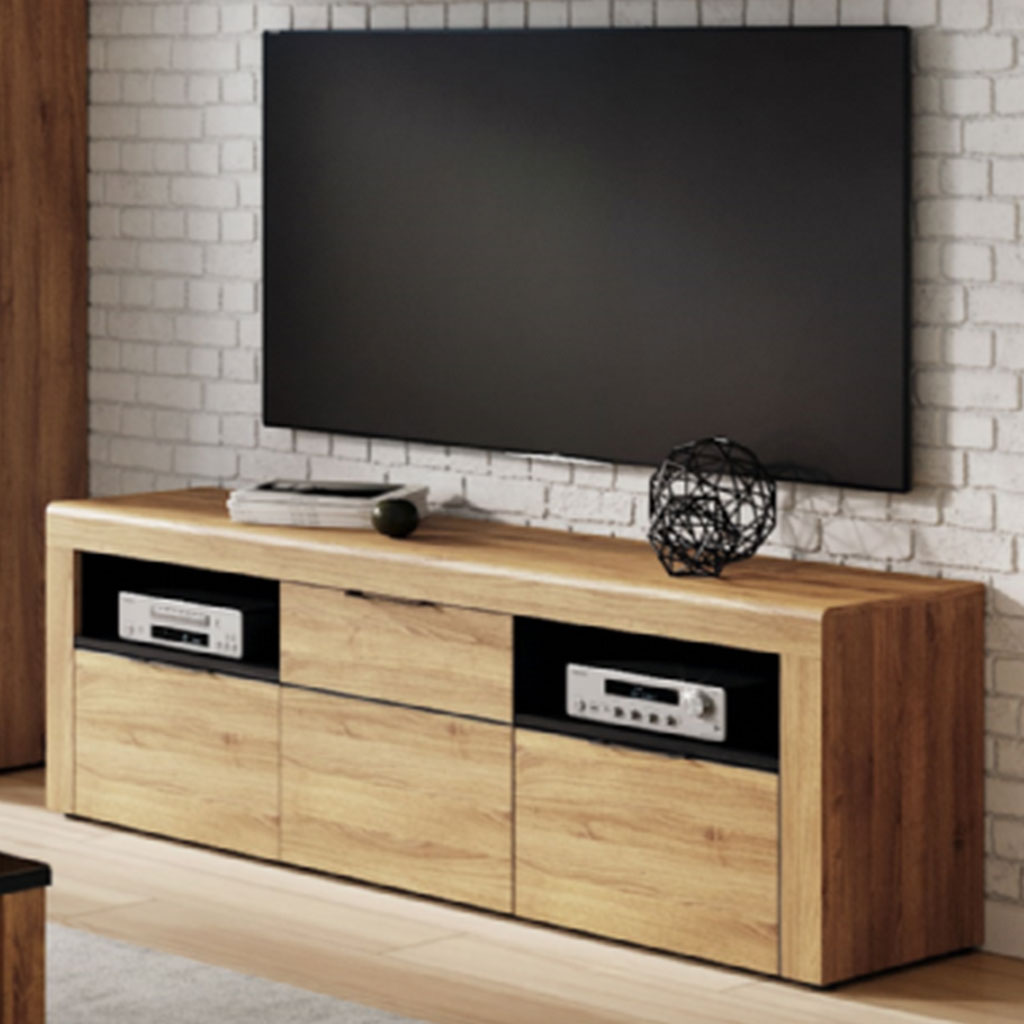 Wooden TV Stand With 1 Door And 2 Drawers - Camaros