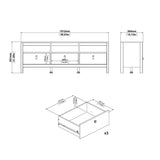 Wooden TV Stand With 3 Drawers - Barcelona