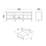Wooden TV Stand With 3 Drawers - Barcelona