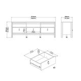 Wooden TV Stand With 3 Drawers - Barcelona