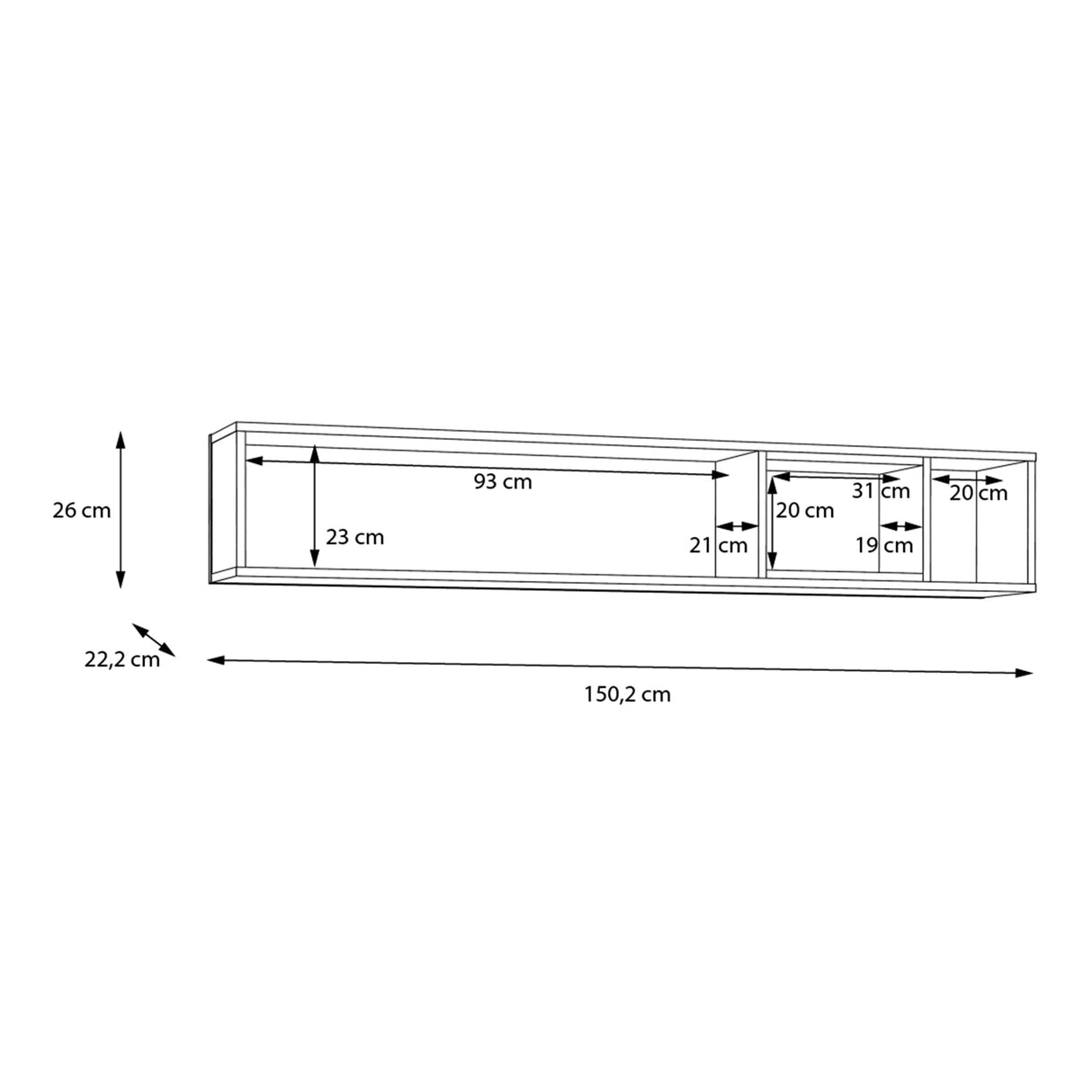 Wooden Wall Shelf 150.2cm Wide - High Rock
