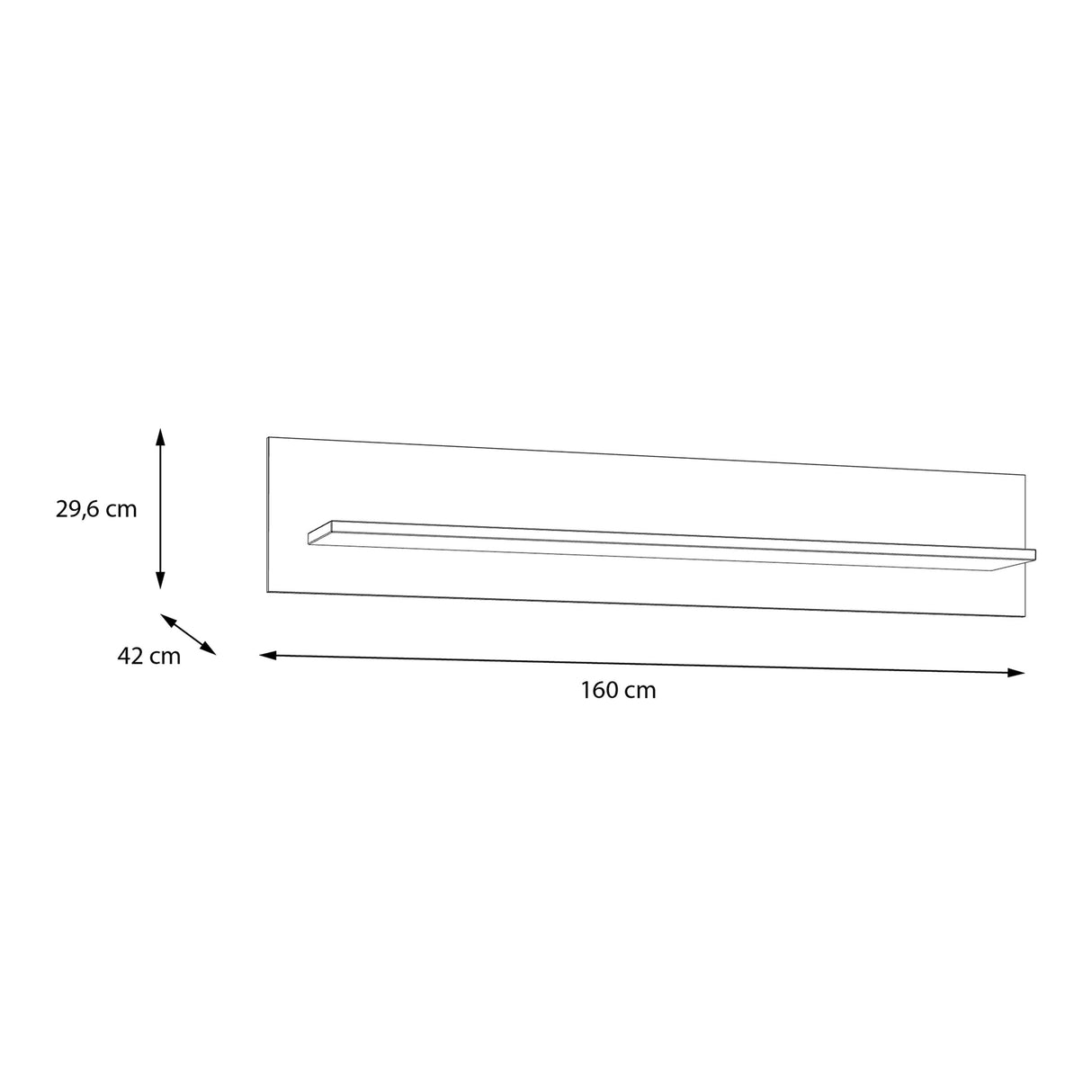 Wooden Wall Shelf 160cm Wide - Bohol