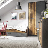 Wooden Wardrobe With 2 Doors And 2 Drawers - Brooklyn