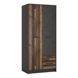 Wooden Wardrobe With 2 Doors And 2 Drawers - Brooklyn