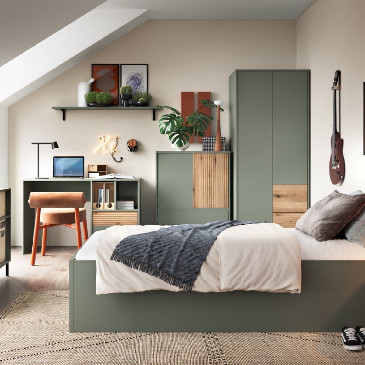 Wooden Wardrobe With 2 Doors And 2 Drawers - Darwin