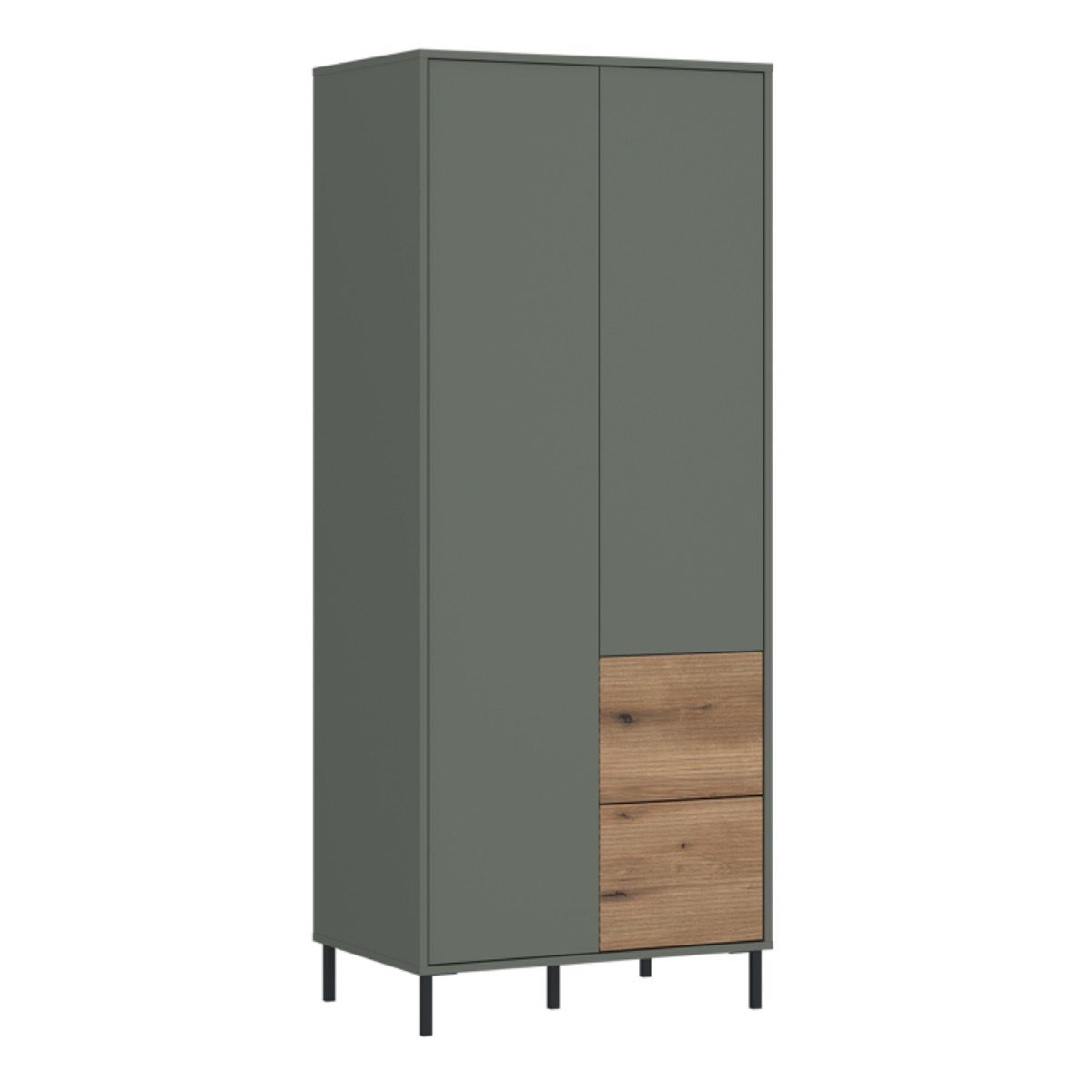 Wooden Wardrobe With 2 Doors And 2 Drawers - Darwin