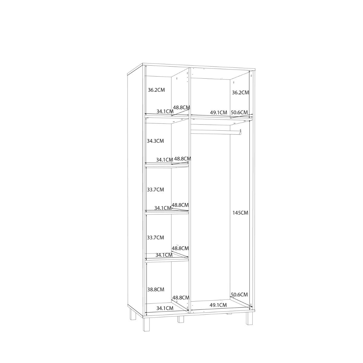 Wooden Wardrobe With 2 Doors - Grafton