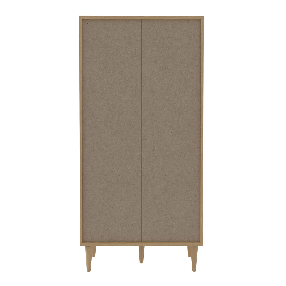 Wooden Wardrobe With 2 Doors With Rattan Effect Front - Calasetta