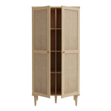 Wooden Wardrobe With 2 Doors With Rattan Effect Front - Calasetta
